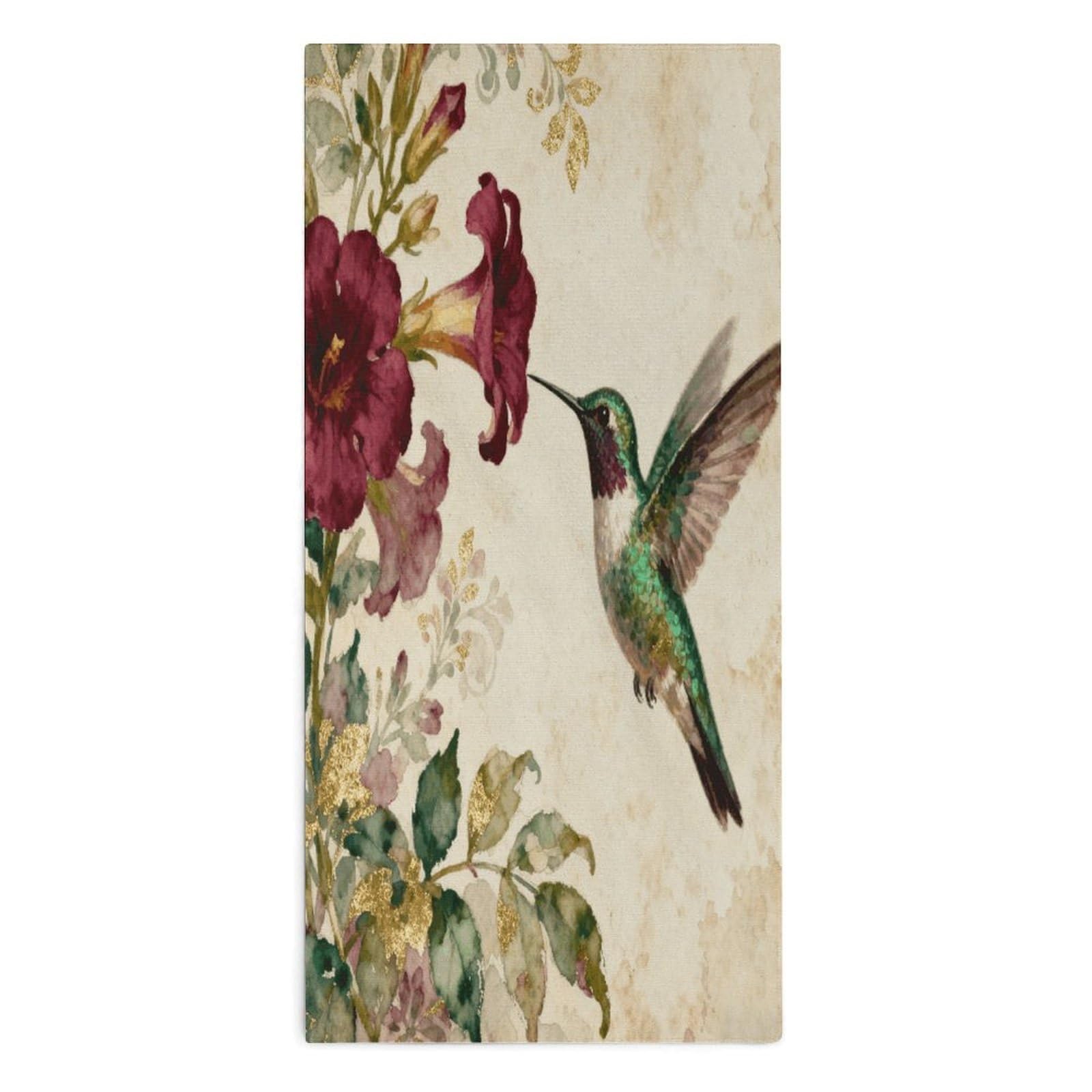 YUXBVKRS Gold Leaf Floral & Bird Hand Towels for Bathroom 14x29 Inch