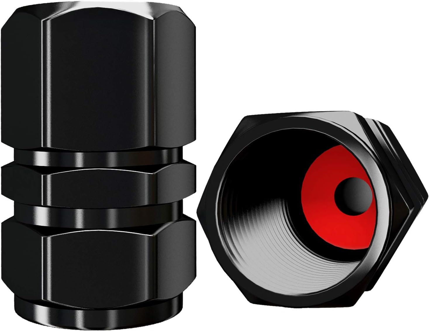 Tire Valve Caps (12 Pack) Heavy-Duty Stem Covers | Dust Proof, with O Rubber Seal | Hexagon Design | Outdoor, All-Weather, Leak-Proof Air Protection | Light-Weight Universal Aluminum Alloy ( Black ) : Automotive