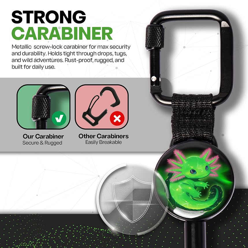 Image of ClutchLoop Anti-Theft Phone Tether - Universal Adhesive Anchor, Retractable Steel Line and Locking Carabiner