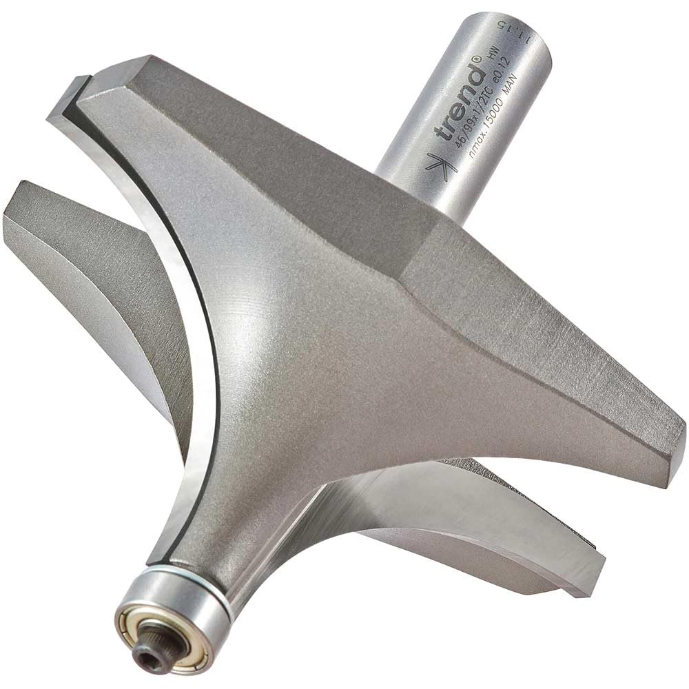 Trend Fresa ovolo con doble rodamiento, radio 38,1 mm y vástago 1/2 | Dos rodamientos para control suave; Ø89 mm, corte 50,8 mm y plaquitas de carburo 46/99X1/2TC