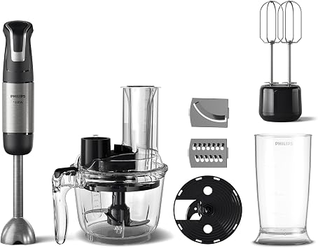 Philips 5000 Series Hand Blender - SpeedTrigger Control, 1200W Engine, Stainless Steel Blades, Baby Food Ready, Mixer and Food Processor Accessories (HR2695/01)