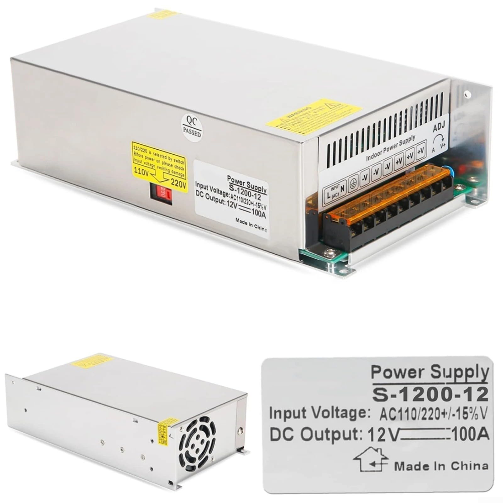 Equipo de automatización, 12 V, 100 A, 1200 W, CA CC, adaptador de fuente de alimentación para motores, bombas, sistemas CCTV LED