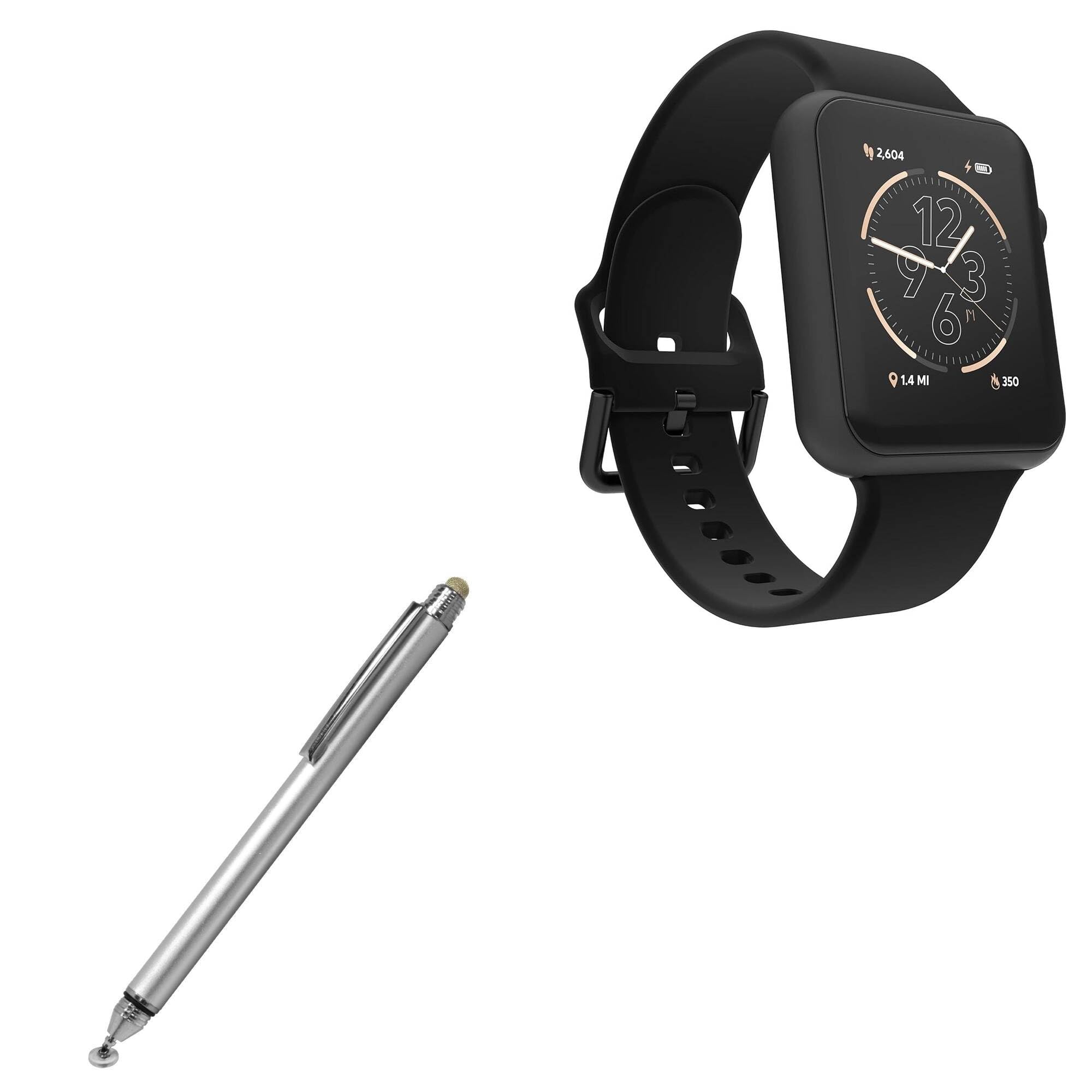 BoxWave Stylus Pen Compatible with iTouch Air 4 Smartwatch (41cm) (196540353925) - DualTip Capacitive Stylus, Fiber Tip Disc Tip Capacitive Stylus Pen - Metallic Silver