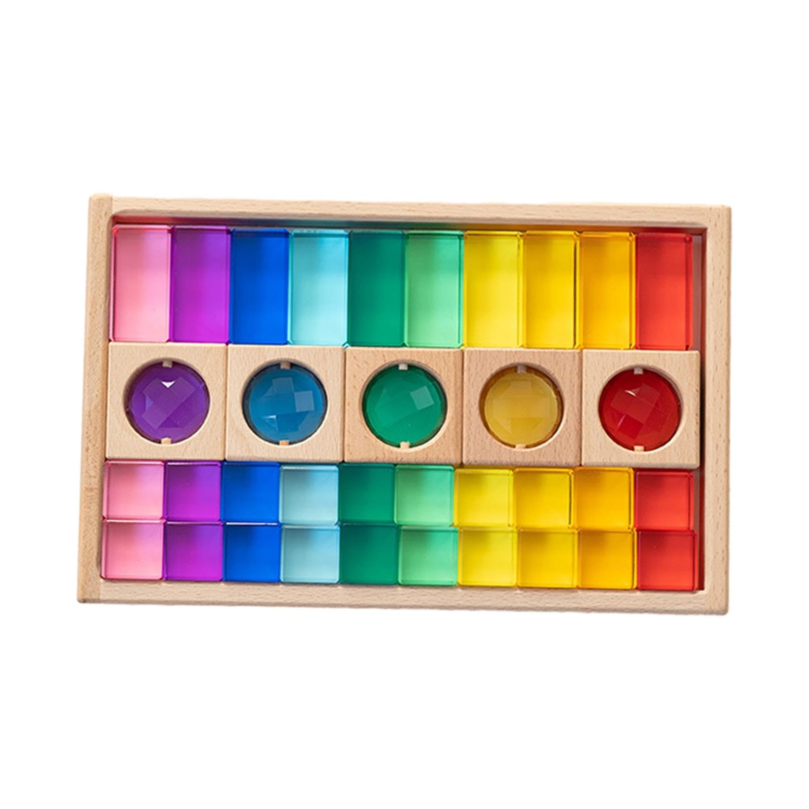 Regenbogen Bausteine Set, Acryl Edelsteinwürfe, 35 Stück | Regenbogen-Baustein-Set, Sensorik Förderung bei Kindern, Stapelspiel für Kleinkinder Kinderzimmer Vorschule