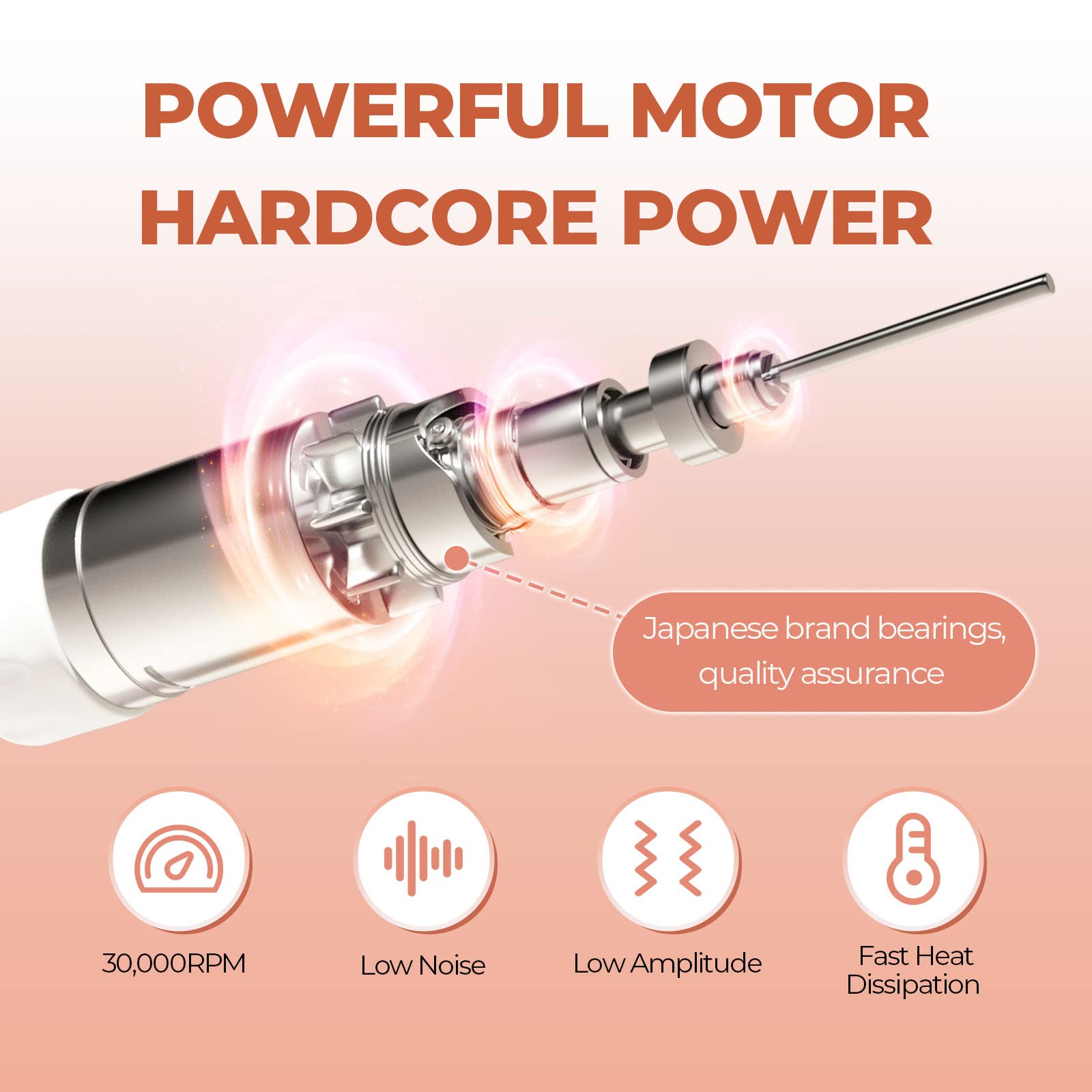 Fresa per Unghie, JCMASTER® Lima per Unghie Professionale Elettrica Fresa, 35000RPM, LED Display Touch Control, Velocità Regolabile Elettrico Trapano per Manicure e Pedicure, 4 Punte