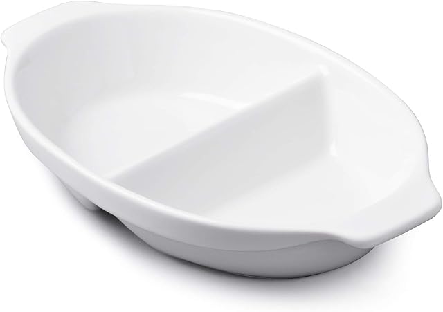 WM Bartleet & Sons 1750 T397 Traditional Porcelain Small Divided Vegetable and Sides Serving Dish 22cm  White