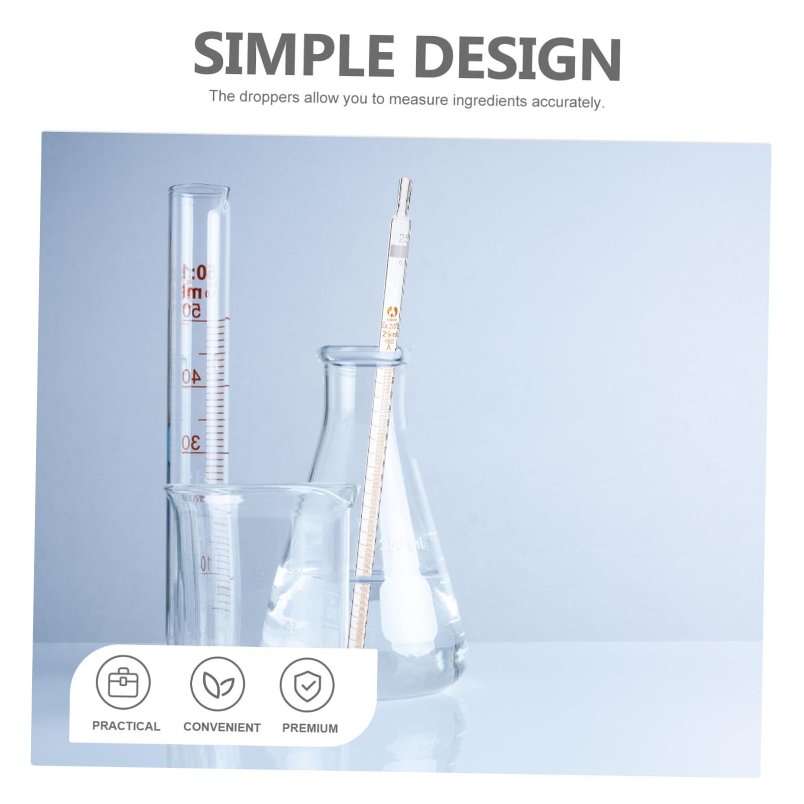Pipeta de Laboratorio de Vidrio Escala 25ml, 20 Piezas | Medición Precisa, Apta para Lavavajillas, Formato Portátil para Suministros de Laboratorio y Uso Científico