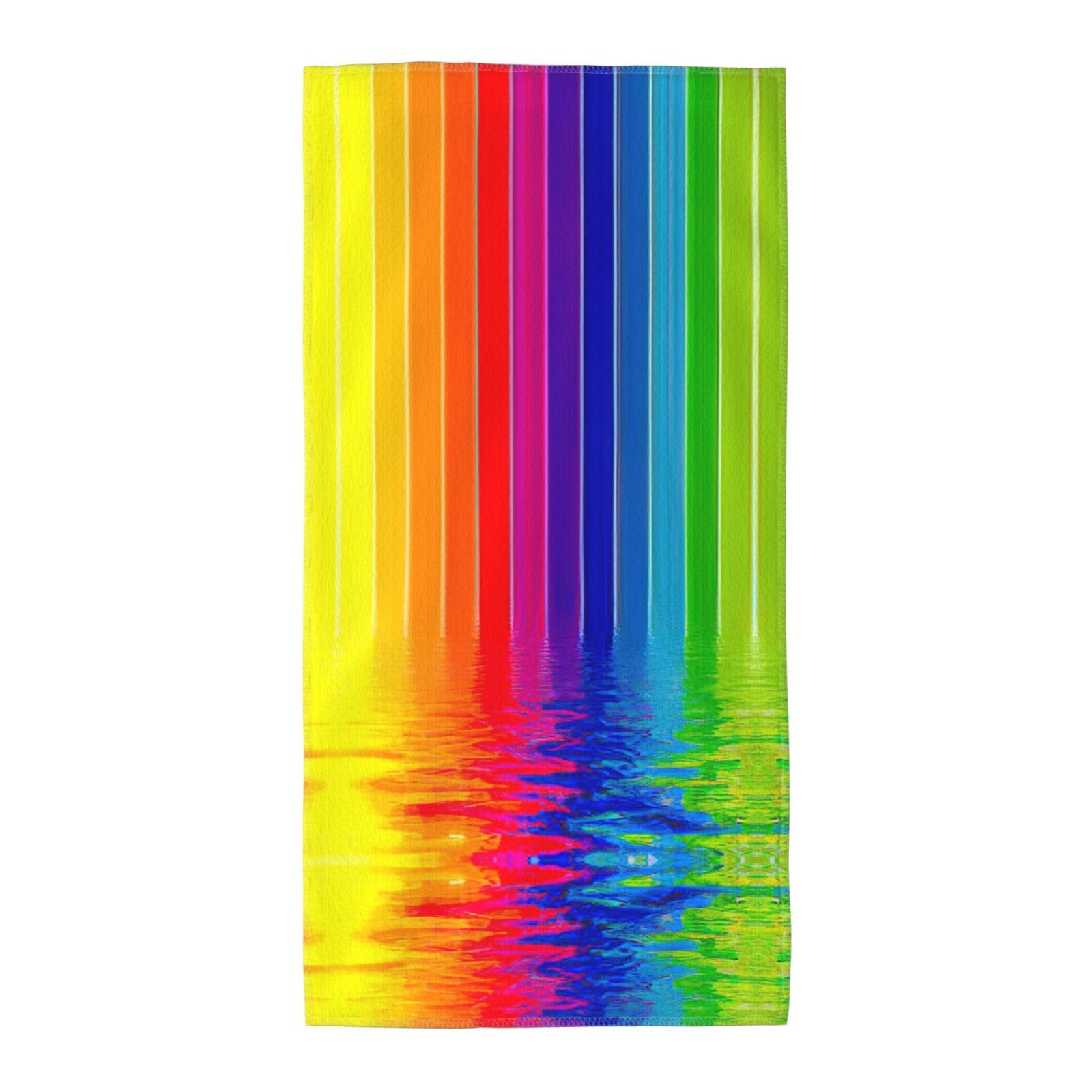 SDEGTHO Rainbow Striped Fashion Printed Bath Towel High Water Absorption For Hiking Trip