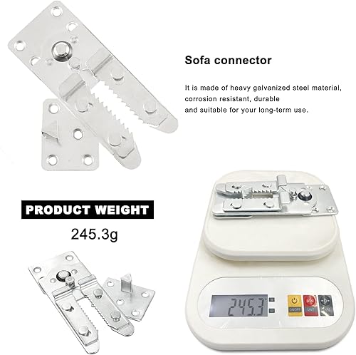 Miniatura 5 de DEEPDREAM Paquete de 4 conectores seccionales de sofá de metal, conectores de sofá, conectores de muebles entrelazados con 40 tornillos