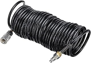 24.6FT Air Recoil Hose, Polyurethane Recoil Air Hose with Bend Restrictors Compressor Hose with 1/4" Industrial Universal Quick Coupler, Air Compressor Hose