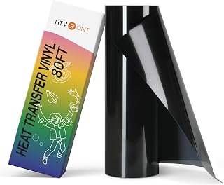 HTVRONT Heat Tranfer Vinyl Roll - 12” x 80ft Black HTV for T Shirts, Black Iron on Vinyl Compatible with Cricut Cutting Machine - Easy to Use for Personalized Gifts