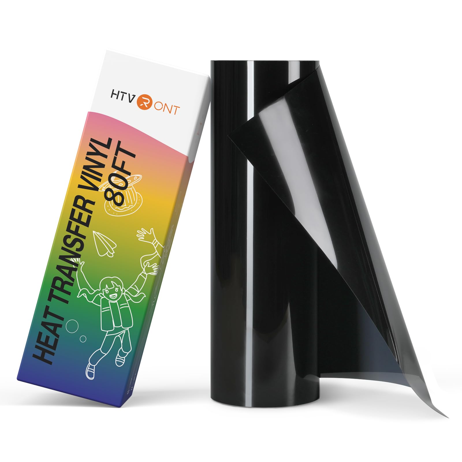 HTVRONT Heat Tranfer Vinyl Roll - 12” x 80ft Black HTV Vinyl for T Shirts