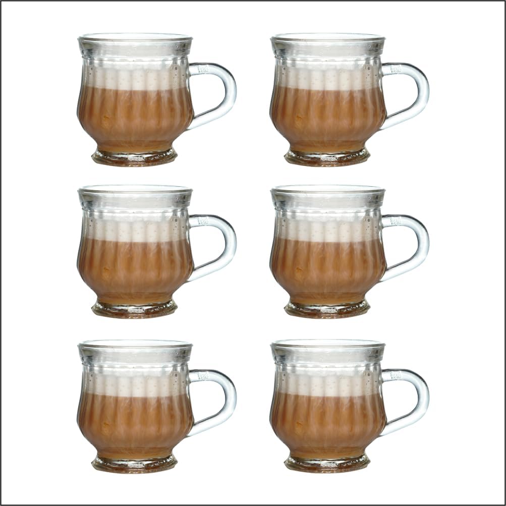 120ml Glass Tea Cup with Exquisite Design, Perfect for Regular Use and Serving Hot Tea - Glass Cup with Design, Set of 6