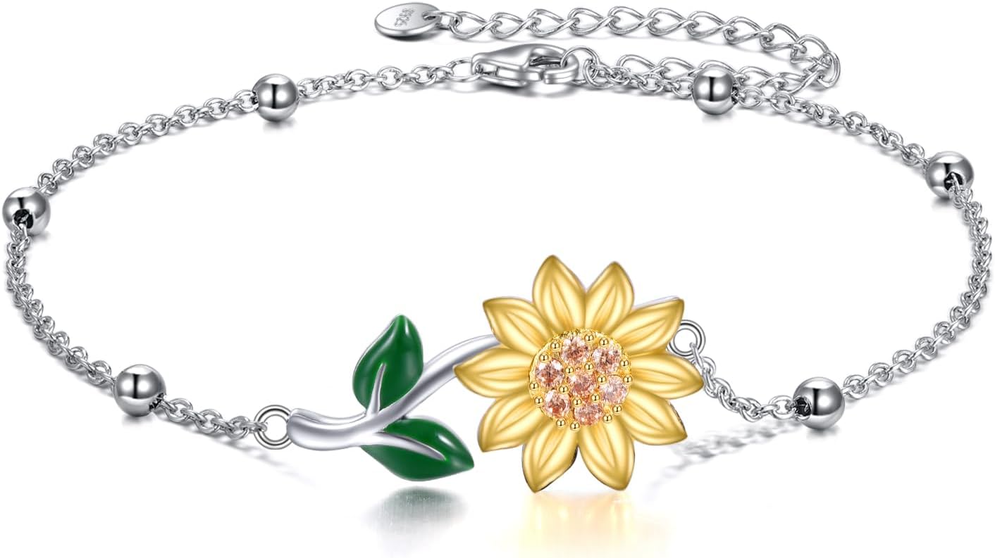 YFN Compass/Flower/Dog/Cat/Hummingbird/Cardinal/Tree of Life/Cat Animal Bracelets Sterling Silver Adjustable Bracelet Jewelry Gifts for Women 7+2"