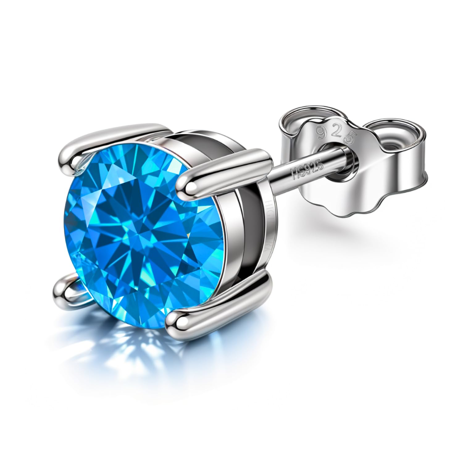 highspark 925 Silver Men's Birthstone Solitaire Stud Earring | 92.5 Sterling Silver and Diamond like Brilliance Sparkling Zirconia | January to December | Single Stud for Men-picture-42