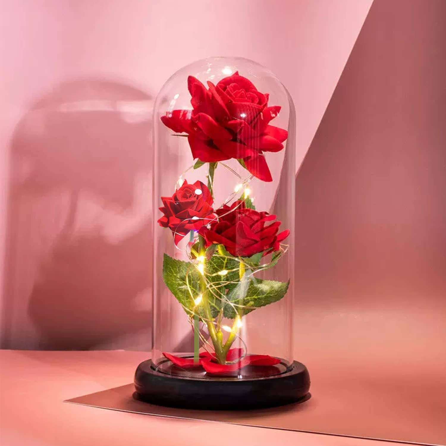 Świeża róża Ręcznie konserwowana Flowe, wieczna róża Prezenty dla niej, Walentynki Wieczna róża Wieczna róża Sztuczne kwiaty Prezenty dla żony Jedwabne kwiaty Sztuczne róże w szklanej kopule z listw