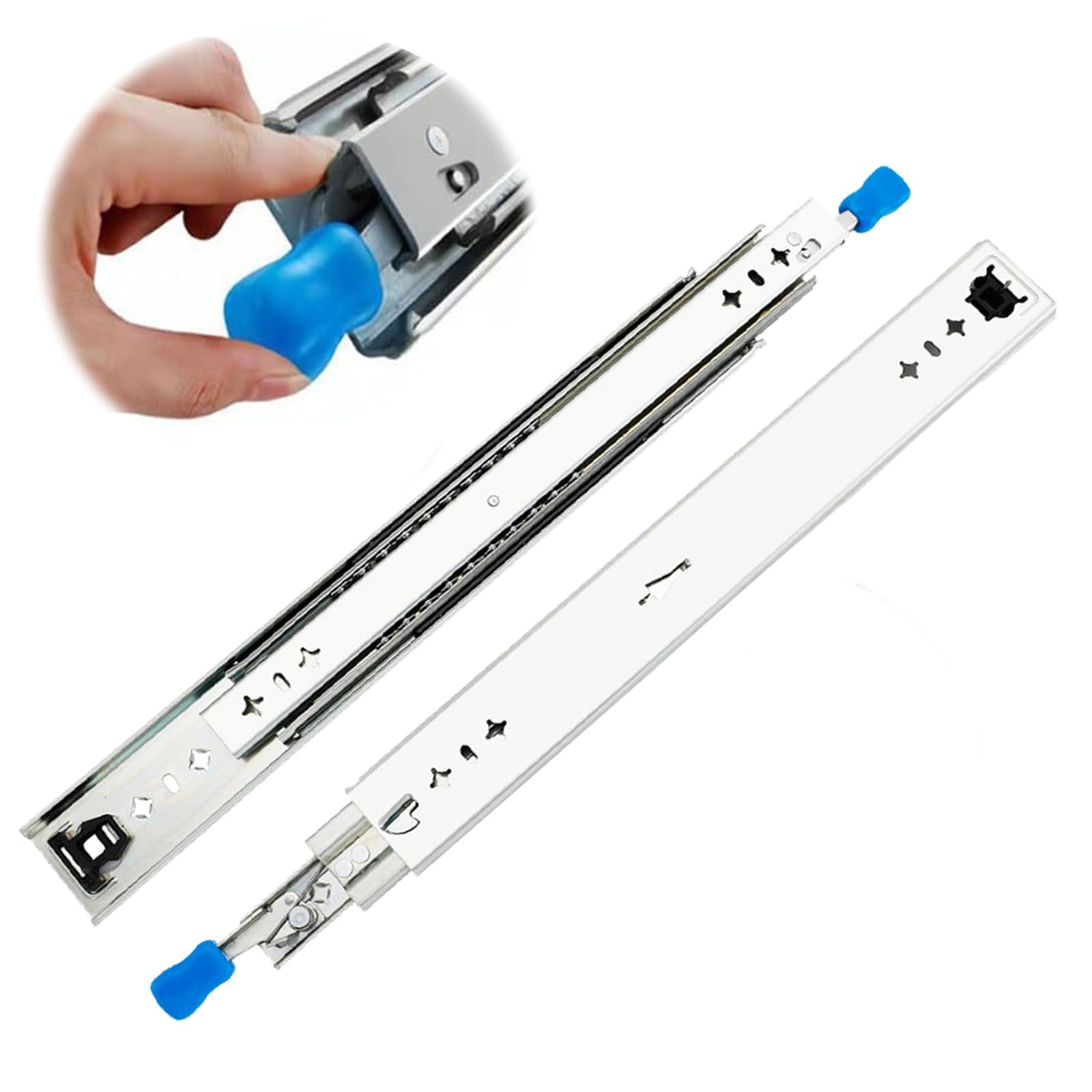 45 cm, 66 cm, 127 cm, z blokadą, wytrzymałe prowadnice do szuflad, pełne wysuwane prowadnice, montaż boczny, szafki na oprzyrządowanie, ławki (400 mm/16 cali)