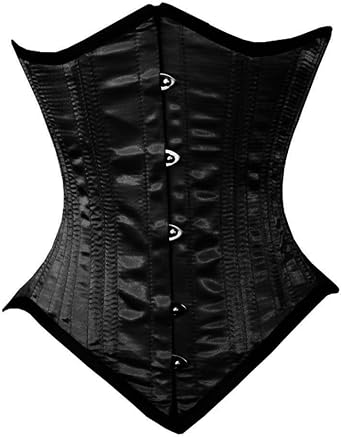 Underbust Black Satin Lace-Up Fashion Corset in XS to 7XL
