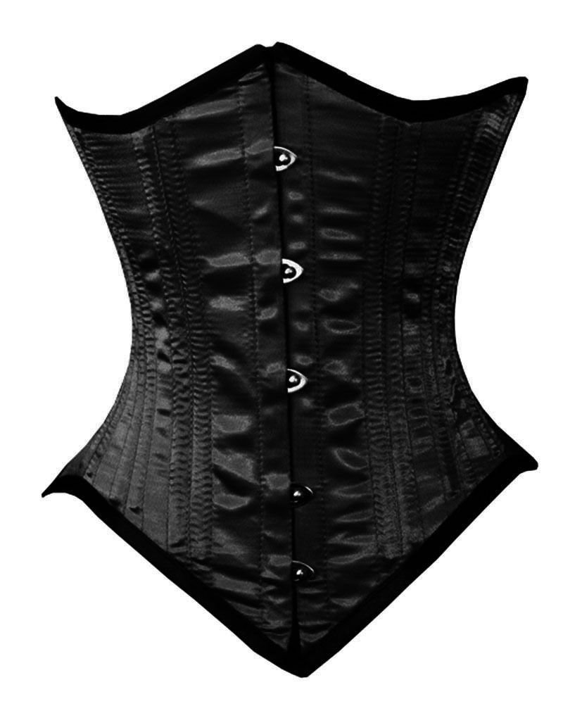AHINT CO Underbust Black Satin Lace-Up Fashion Corset in XS to 7XL