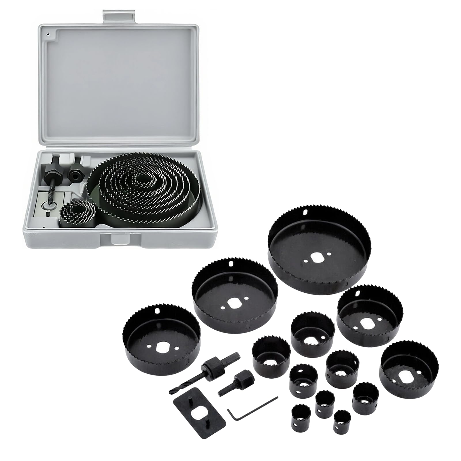 Crozgan 17Pcs Hole Saw Set 12-127mm,Carbon Steel Downlights Drill Bit Tools Cutter Set,Durable Hole Saws for PVC Board,Plastic Plate and Soft Wood