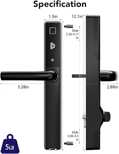 Miniatura 2 de Blusafe Apollo - Manija de puerta sin llave para seguridad del hogar, huella digital, tarjeta de llave, teclado, control de aplicación, bloqueo y