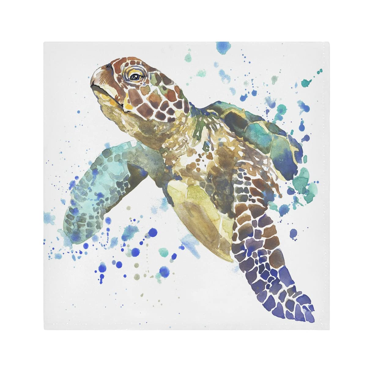 TropicalLife Napkins Watercolor Ocean Sea Animal Turtle Dinner Napkin Paper Satin Polyester Cloth Reusable Napkins for Table Kids 20x20 in, 1 Pc