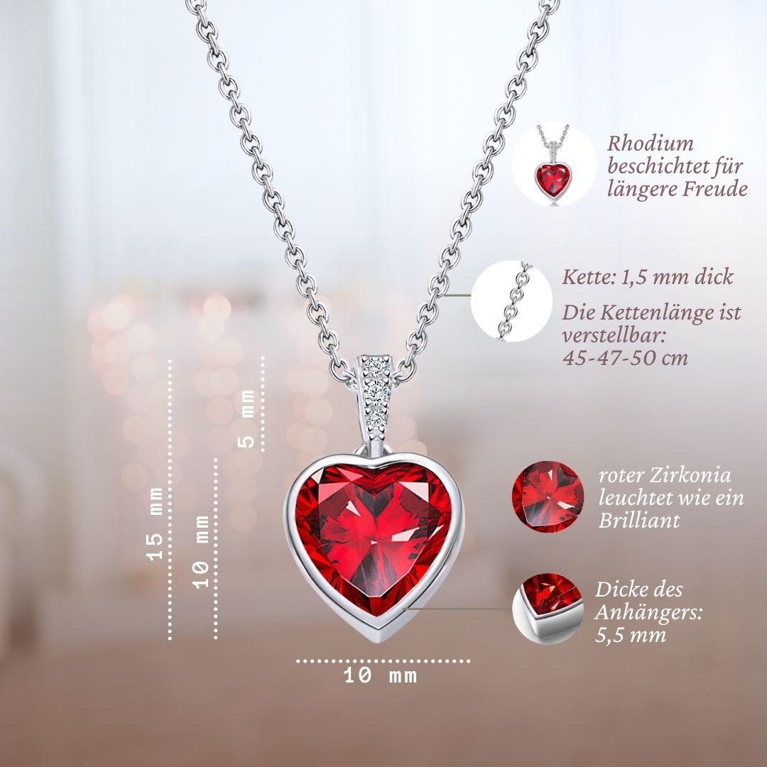 Halskette Damen 925 Silber – Herzkette mit Zirkonia „Ich Liebe Dich“ | Silberkette mit Herz Anhänger – Geschenk für Freundin, Frau zum Geburtstag, Jahrestag & Hochzeitstag – Kette nickelfrei