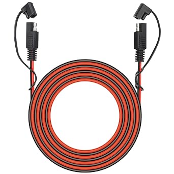 25 Foot SAE 2 Pin Quick Disconnect Harness, DC 12V Power Connector Plug Battery Charger SAE Power Extension Cable for Motorcycle, Car, Tractor, 18 AWG Gauge + Dust Cap