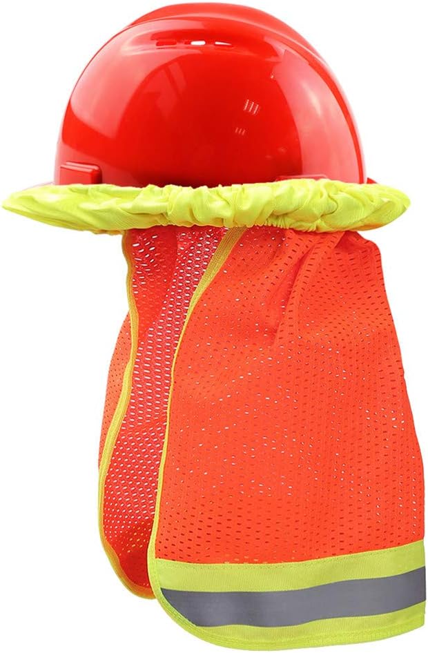 Prmovs 4Pack Hard Har Sun Shade Hi-vis Mesh Contrasting Reflective Strip Elastic Full Regular Brim Neck Protection Construction Helmet Sun Shield Cooling,Orange