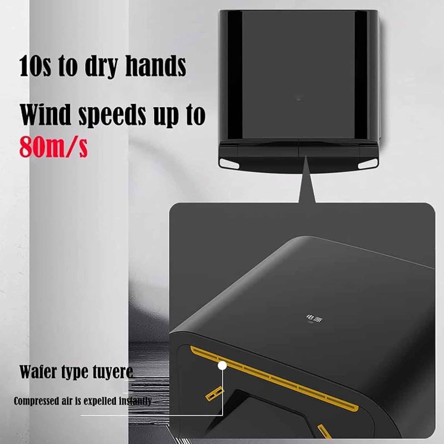 Secador de manos automático por inducción,secador de manos eléctrico de alta velocidad y ahorro de energía,secador de manos montado en la pared,ajustable en frío y calor,para cocina,inodoro Silver