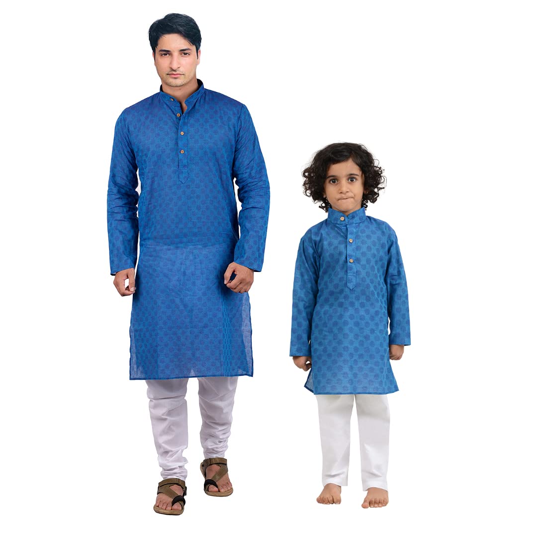 maharaja Baap Beta Handloom Kurta Pyjama Set for Men and Boy-picture-32