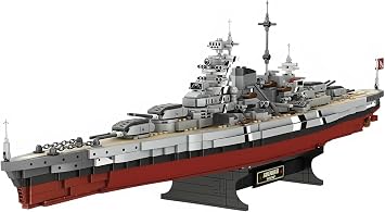 Ruikytech Bismarck Battleship Building Block Toy, World War II Classic Bismarck Warship Bricks Model Kit for Teenagers and Adults Collection(2081 Pieces)