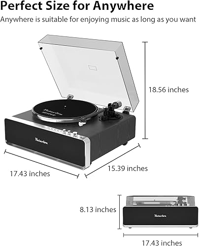 Miniatura 8 de Tocadiscos de vinilo con altavoces, tocadiscos Bluetooth de alta fidelidad para discos de vinilo, cartucho magnético AT-3600L, transmisión por