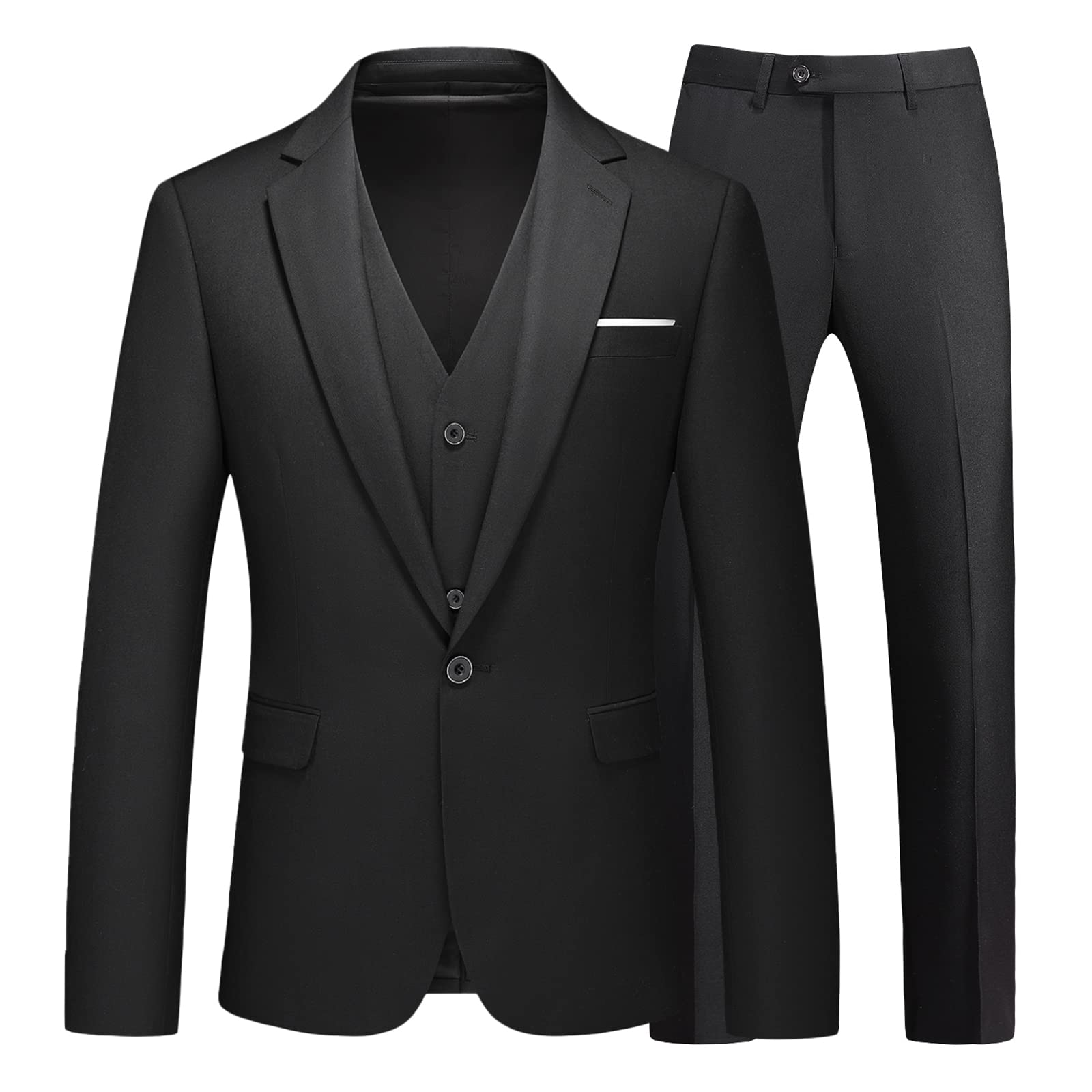 Mens 3 Pieces Suit Business One Button Tuxedo Suit for Men Tuxedo Classic Blazer Waistcoat Trousers Set