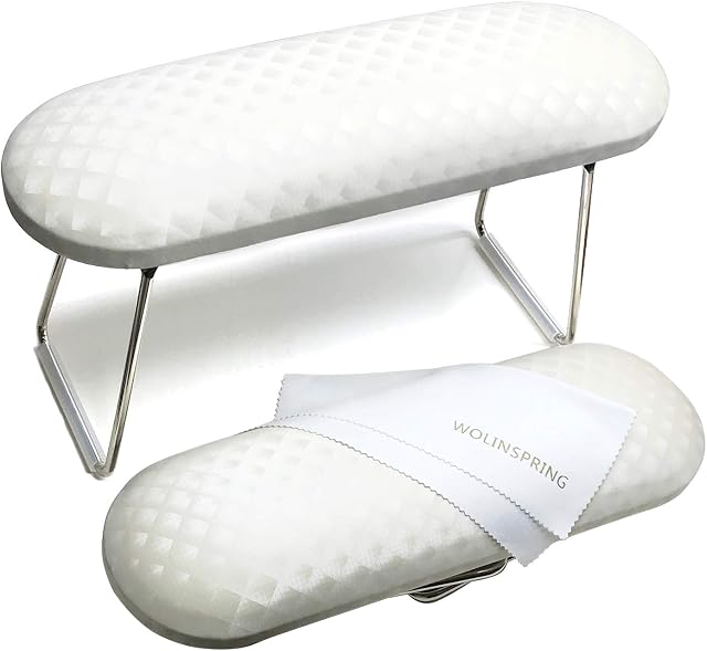 Nail Arm Rest, Hand Rest for Nail Microfiber Soft Leather Manicure Nail Rest with Non-Slip, Professional Hand Pillow Cushion Table Desk Station for Nail Techs Use (White)