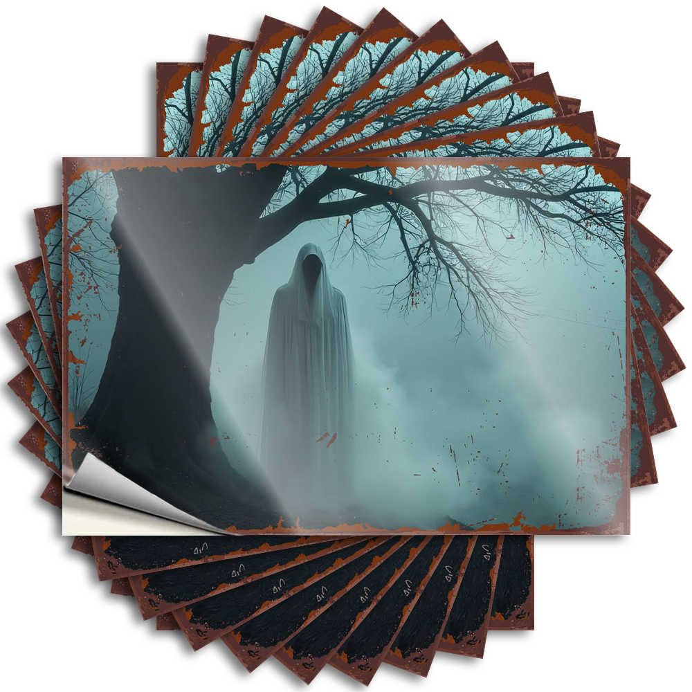 Funny Sticker Inspirational, Man Laptop A Ghostly Figure in The Misty Forest | Holiday(12X18CM)