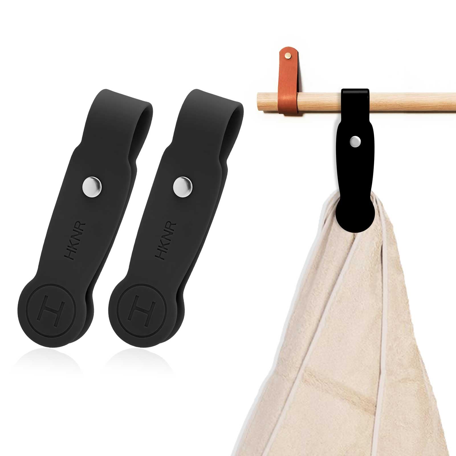 2 Pcs Strong Magnetic Towel Clips for Kitchen, Waterproof Silicone Towel Holder, Multi-Purpose Towel Holder for Bathroom, Kitchen, Outdoor Use (Black)