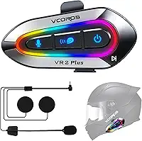 VCOROS Fone de Ouvido para Capacete de Motocicleta com Luzes Rgb, Intercomunicador Bidirecional para 2 Motociclistas, Compartilhamento de Música (N+), Chip Duplo Jl6.0, Mixagem de Cenas, À Prova