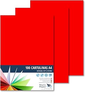 Raylu Paper® Cartulinas A4 100 unidades de color rojo tomate, 180gr 210 x 297 mm, Ideal para encuadernación, trabajos de oficina, dibujo, manualidades. aptas para uso escolar. (Rojo Tomate)