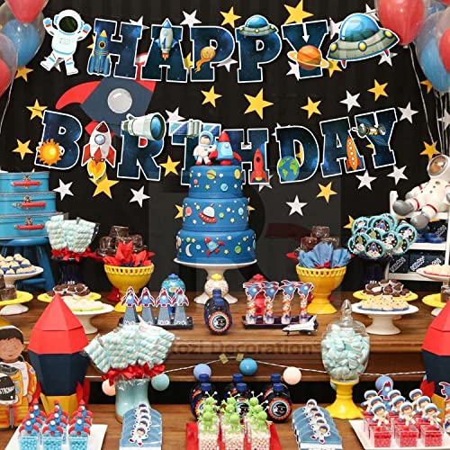 Image of Rozi Decoration Space Theme Birthday Banner for Kids, Girls, Boys - Happy Birthday Decor Pack of 1, Multicolor