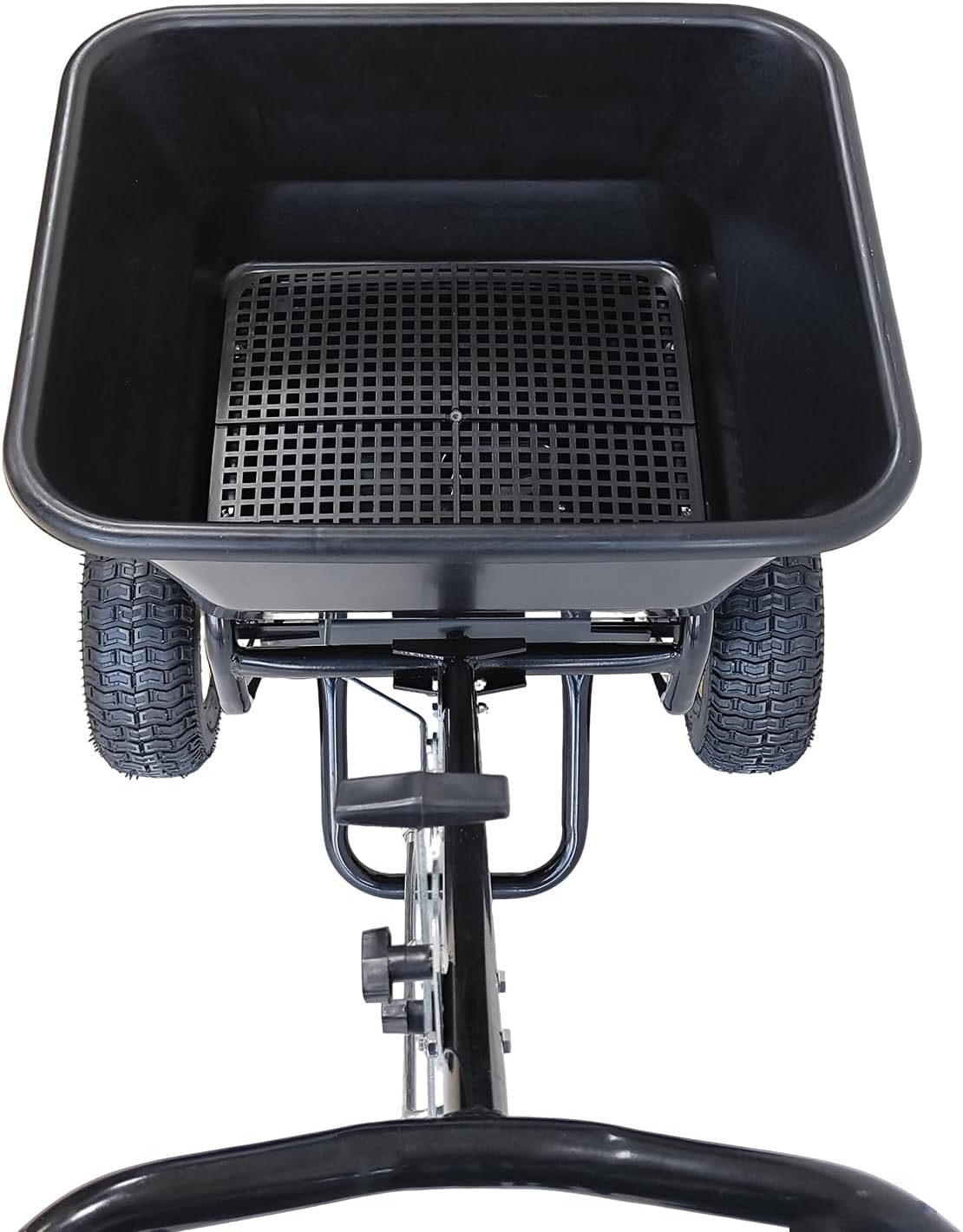 Salt Spreader, Walk-Behind Push Broadcast Spreader - Commercial All Season, 100lb Capacity, 13in All-Terrain Pneumatic Tires, Grate/Cover/Enclosed Gearbox, for Seed/Fertilizer/Salt/Snow Melt