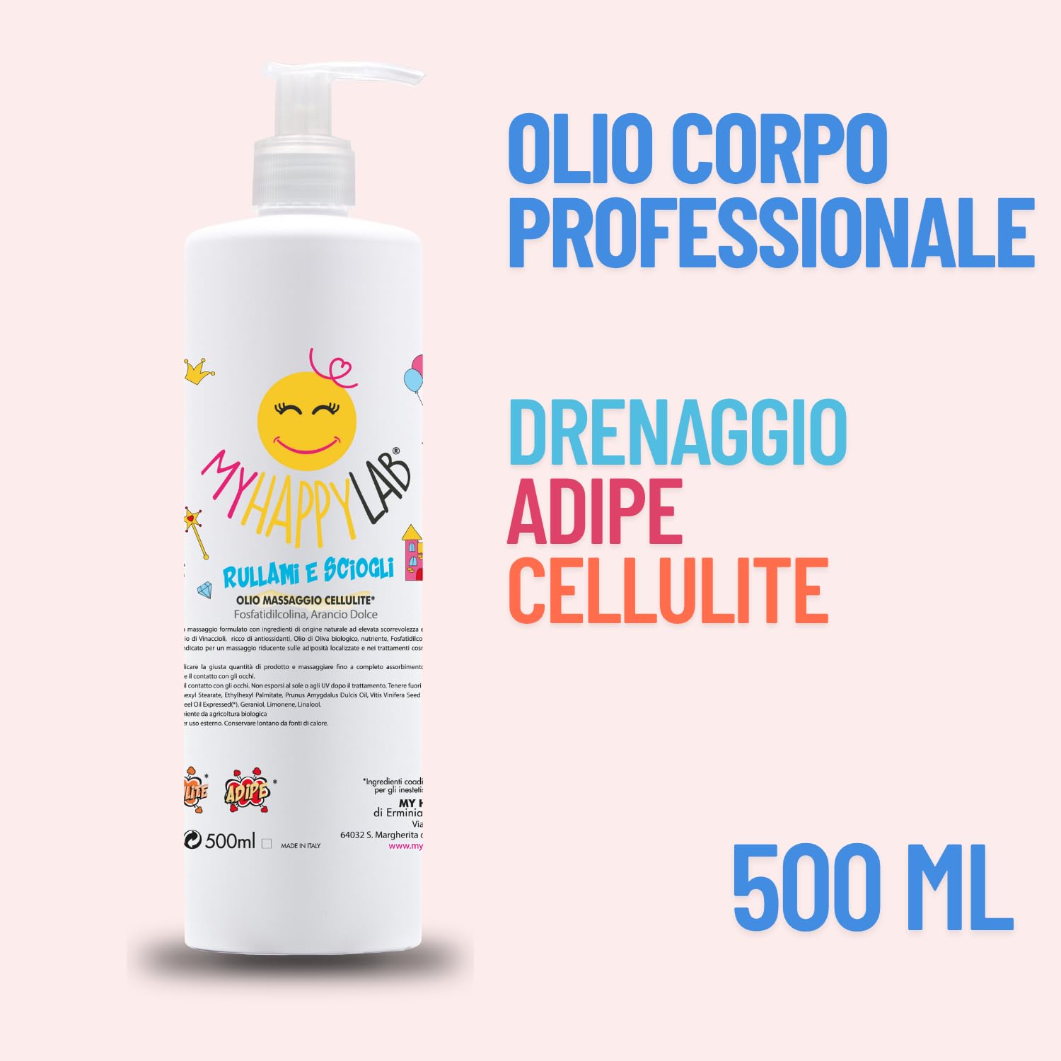 Manipolo di Radiofrequenza Professionale domicilare corpo + OLIO PROFESSIONALE "RULLAMI E SCIOGLI" OLIO DA MASSAGGIO CELLULITE ED ADIPE LOCALIZZATO Flacone da 500 ml