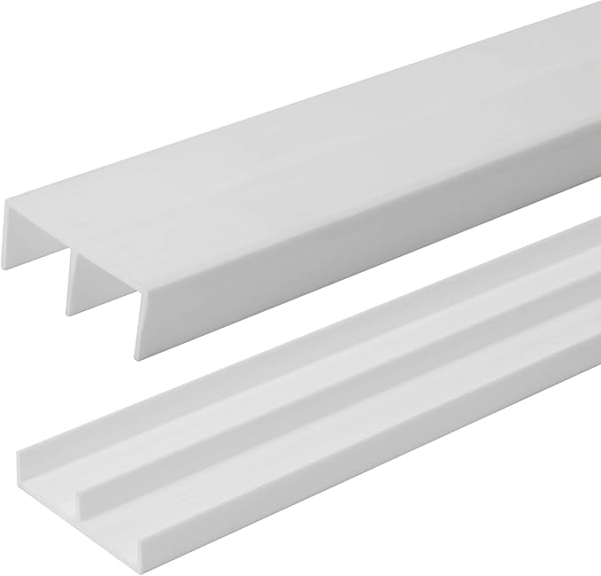 4 Ft. Long White Plastic Sliding Door Track Set for 3/4