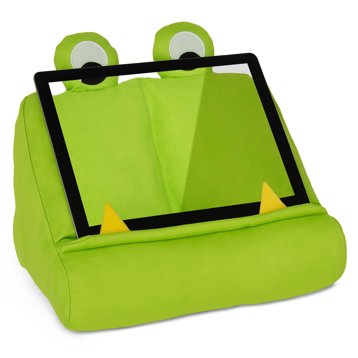 Gifts for Readers & Writers Kids Tablet Pillow Stand Holder Lap Soft iPad Stand Green- Kindle Lap Holder for Reading Book Pillow for Reading in Bed, Soft Machine Washable Book Cushion with Pocket