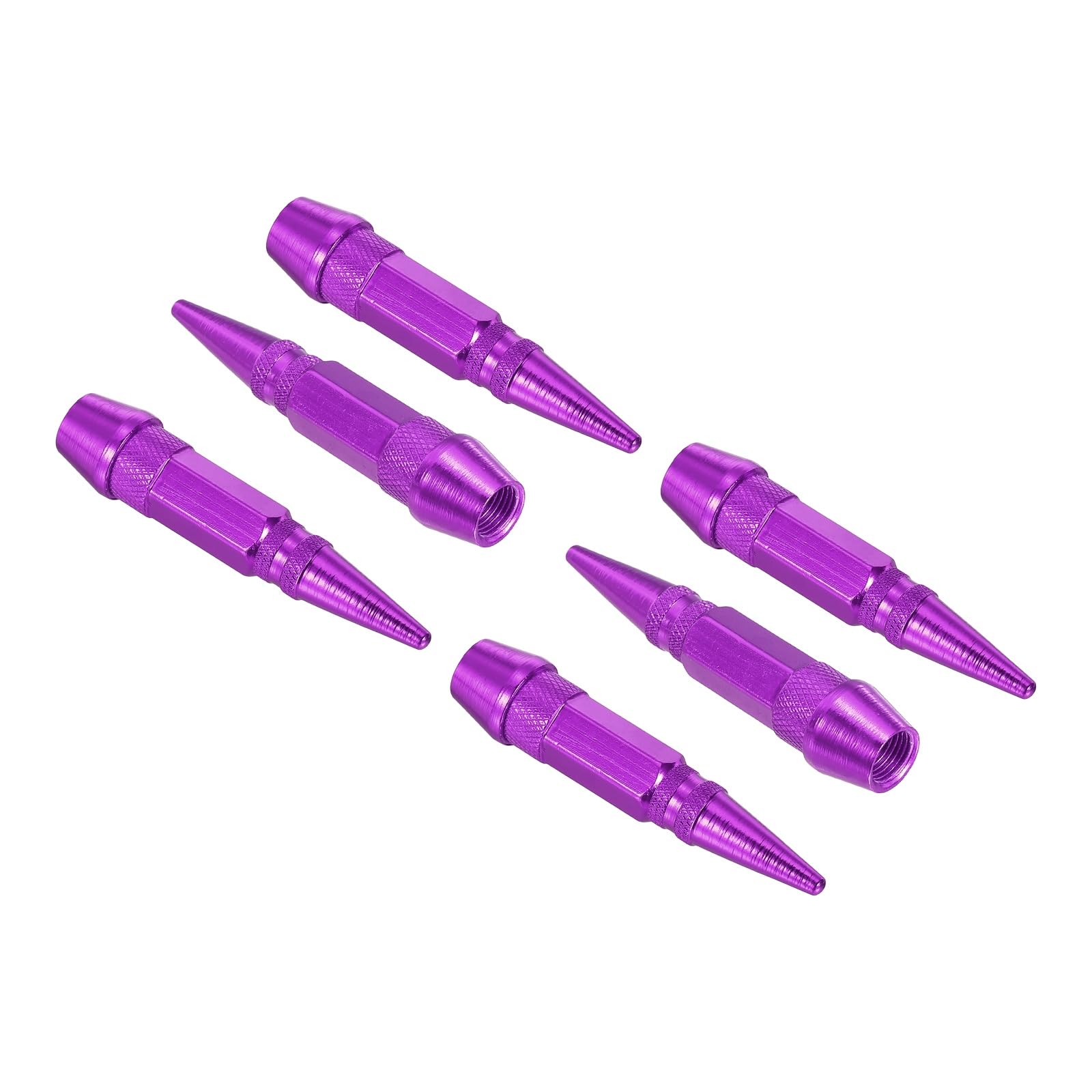 PATIKIL Spiked Shape Tire Valve Stem Caps 60mm, 6 Pcs Aluminum Alloy Car Wheel Valve Cap Universal Dustproof Tire Valve Covers for Car Bike Motorcycle Truck, Purple
