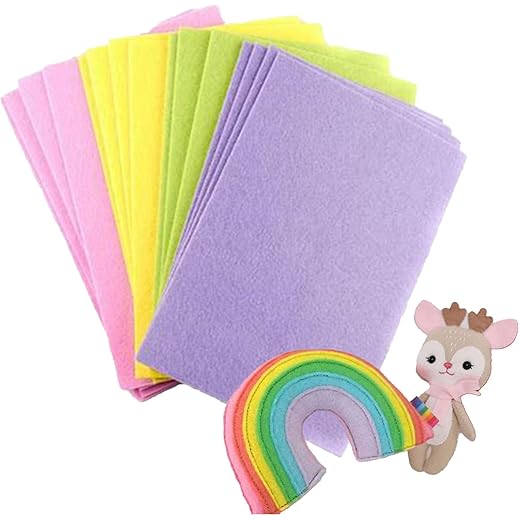 Pack of 10 Bright A4 Size Multicolored Stiff Felt Sheet 21x31 cm 8x12 Inches (A4 Size, Pastel Colors)