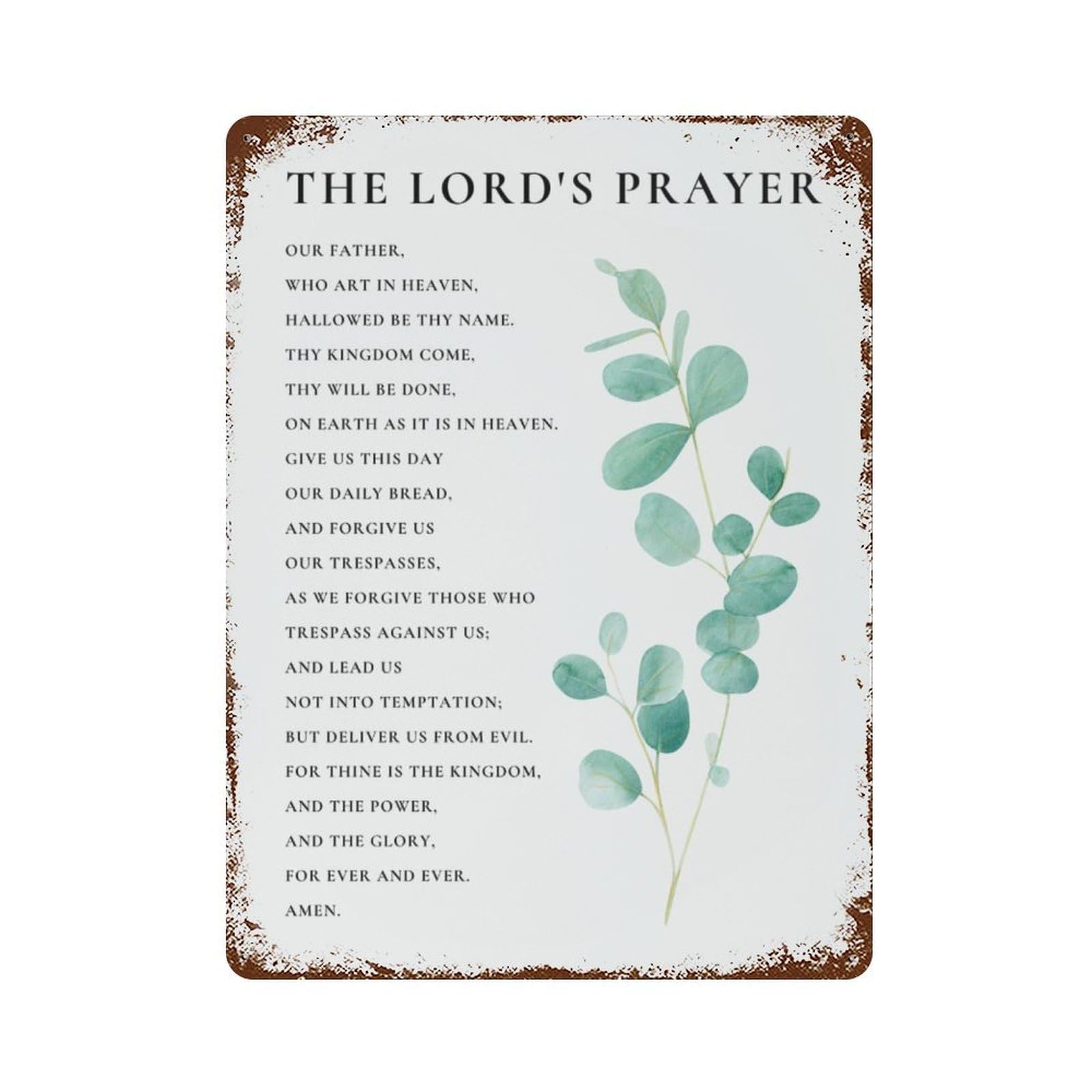 xiaoxiaoshen The Lords Prayer Bible Verse Wall Decor Art Metal Tin Poster Modern Home Decor Art Home Bar Shop Decorations Vintage Sign 40x30cm