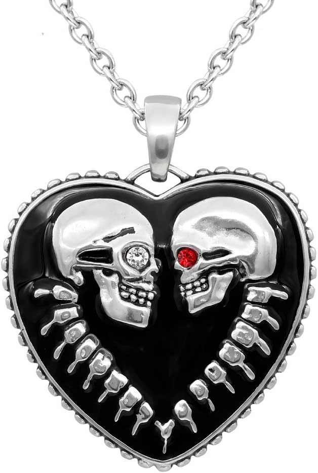 Bound For Eternity Skull Heart Necklace with Pendant (27" 316L Stainless Steel chain)