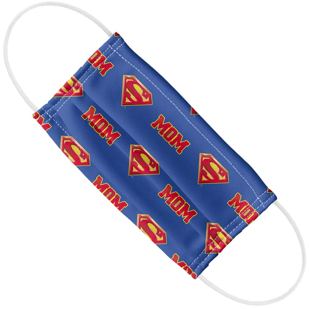 Popfunk Superman Super Mom Shield Logo Pattern 1-Ply Reusable Face Mask Covering with Adjustable Nose Wire, Unisex