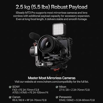 Hohem iSteady MT3 Pro Camera Gimbal Stabilizer, AI Tracking, 2.5kg Payload